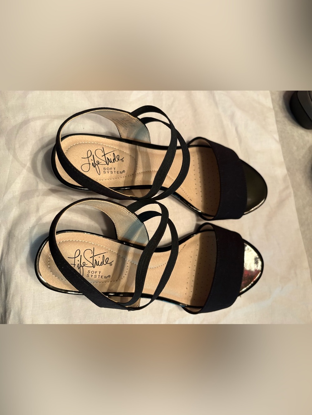 Life Stride Black Open-Toe Strappy Heels